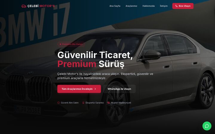 Çelebi Motor's web sitesi ekran görüntüsü